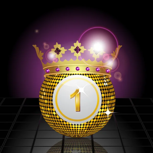 Bola de bingo com coroa refletida em um piso de azulejos — Vetor de Stock