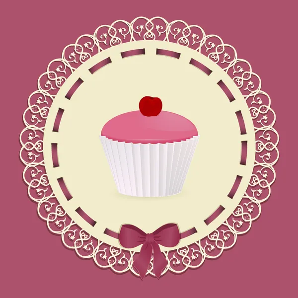 Vintage cupcake background with ribbon and bow Stock Illustration