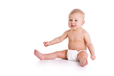 Studio shot of baby in diaper clipart