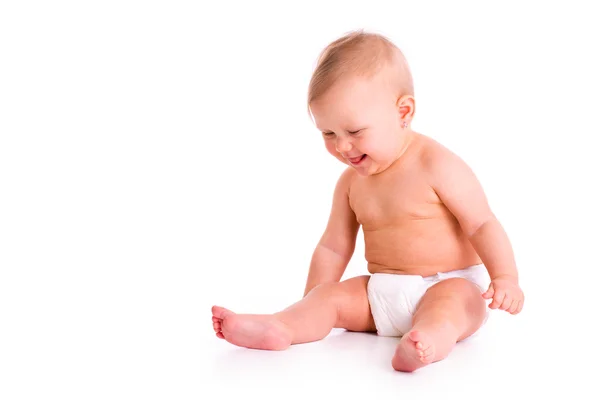 Estúdio tiro de bebê em fralda — Fotografia de Stock