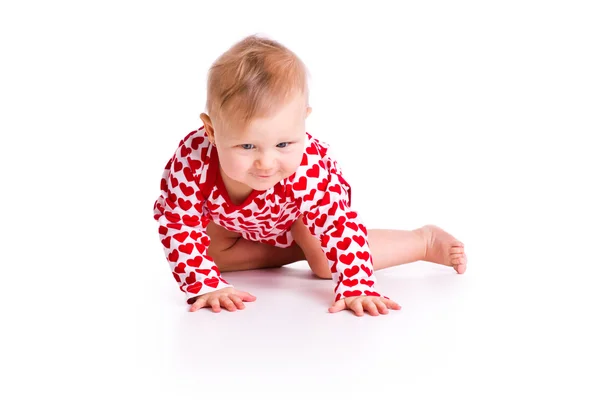 Estúdio tiro de bebê rastejando — Fotografia de Stock