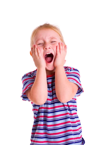 Blonďatá holčička křičet — Stock fotografie