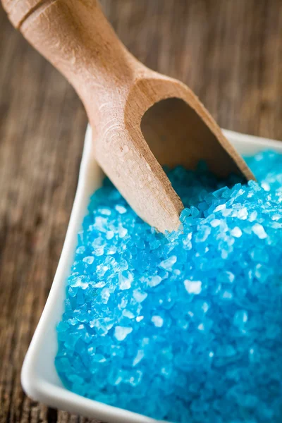 Blue bath sea salt — Stock Photo, Image