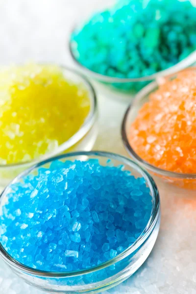 Colorful bath salt in glass bowl — Stock Photo, Image