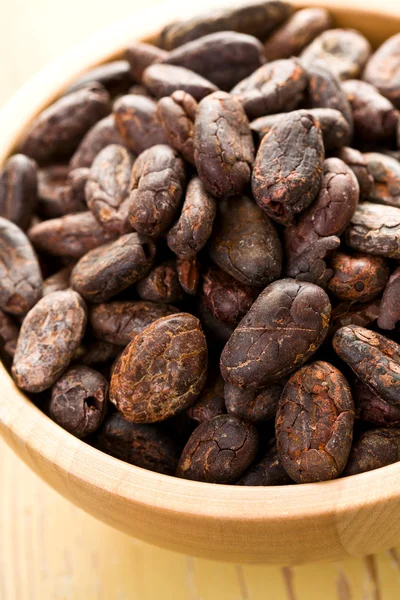 Ziarna kakaowego w misce — Zdjęcie stockowe