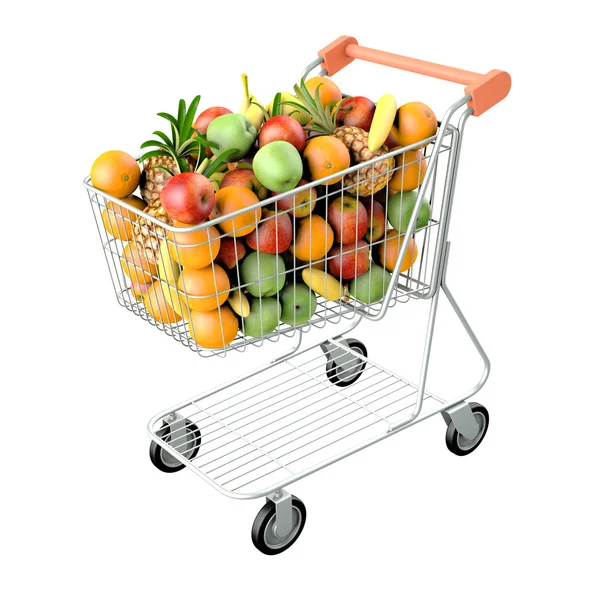 Ovoce v nákupním košíku. — Stock fotografie