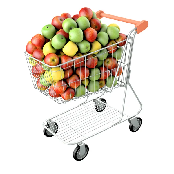 Manzanas en un carrito de compras . —  Fotos de Stock