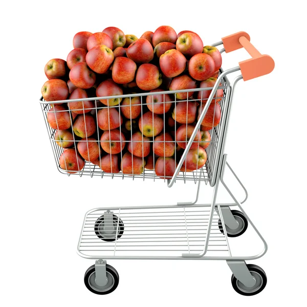 Rote Äpfel im Warenkorb. — Stockfoto