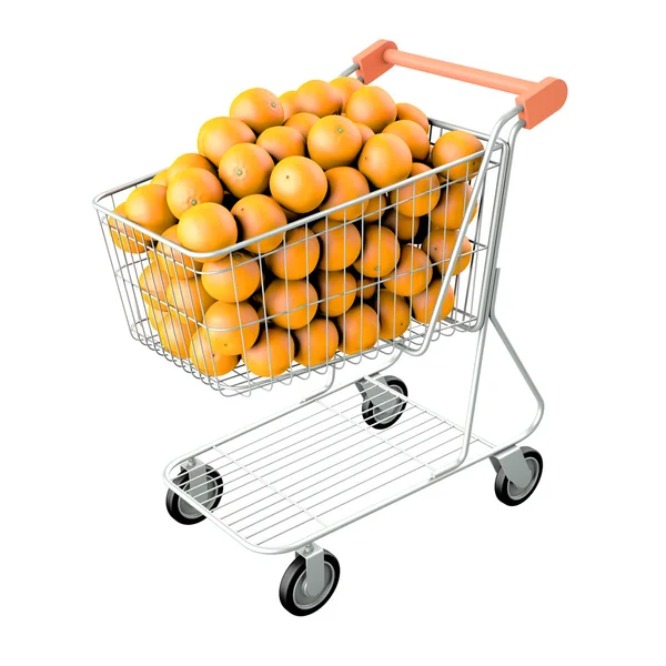 Oranžová v nákupním košíku. — Stock fotografie