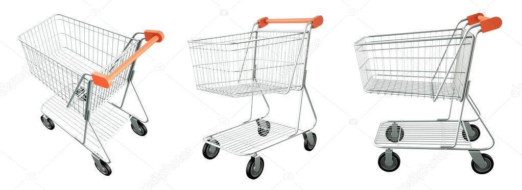 Set of trolley from the supermarket.