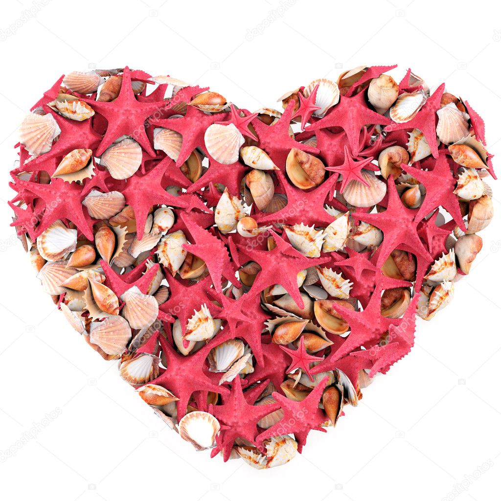Heart made of sea shells.