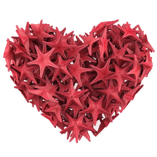 Hjärtat består av röda havet stjärna — Stockfoto