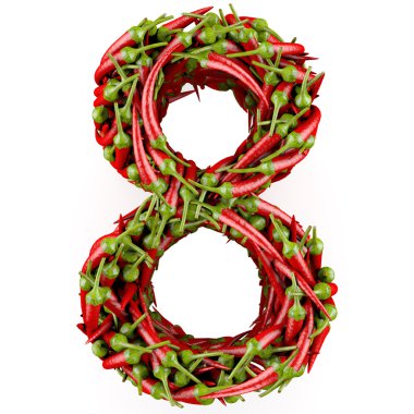 Number 8 made from red pepper. clipart