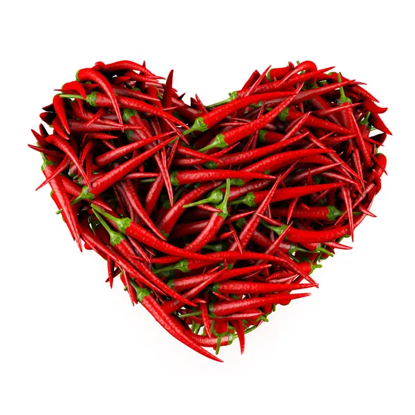 Serce z papryka chili. — Zdjęcie stockowe