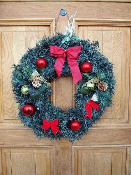 stock image Christmas wreath on door