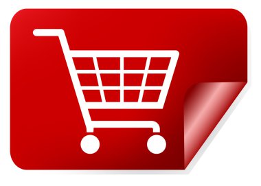 Red shopping basket sign clipart