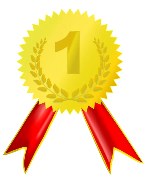 stock image Gold medal with red ribbon