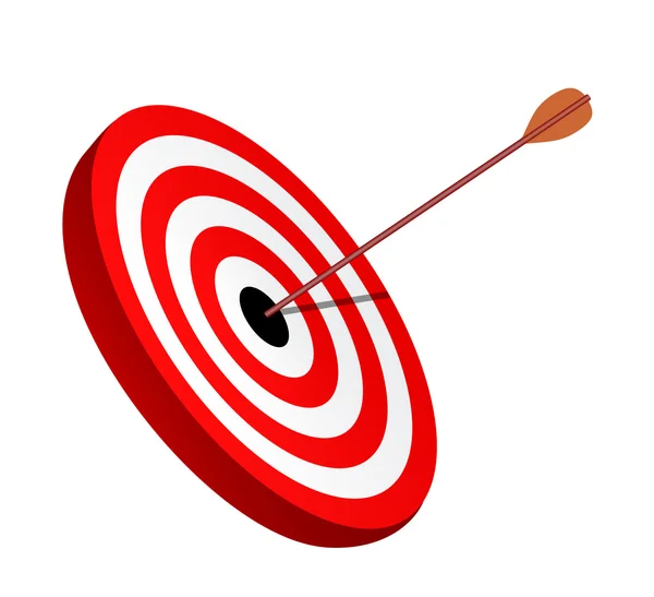 Arrow right on the target, symbol of winning — Stock Photo, Image