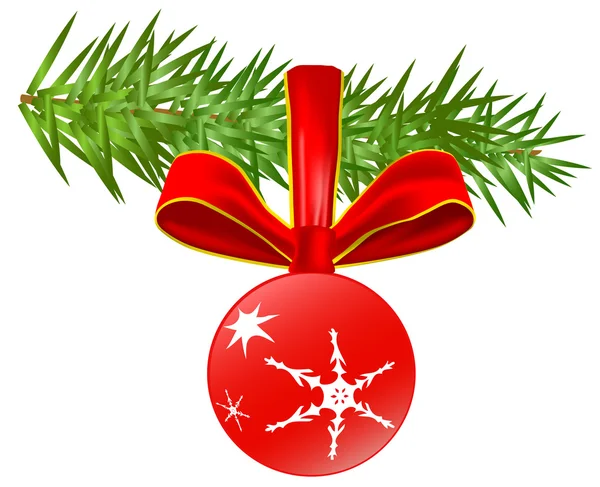 Noel ağacı ve kırmızı top — Stok fotoğraf