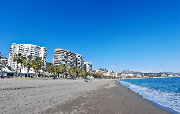 Malaga Beach and City - Spania — Fotografie, imagine de stoc