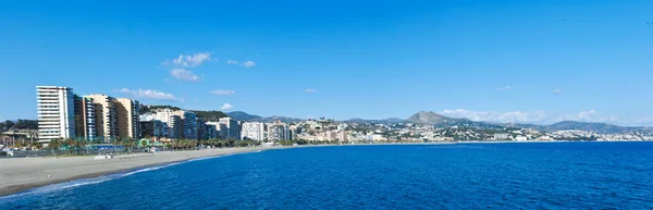 Malaga Beach and City - Spain Stock Image