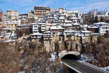 Old Town Veliko Tarnovo above the Yantra river clipart