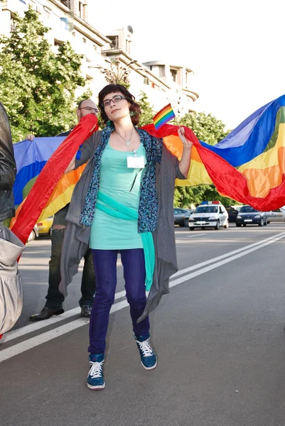 Účastníci průvodu na gay fest parade — Stock fotografie