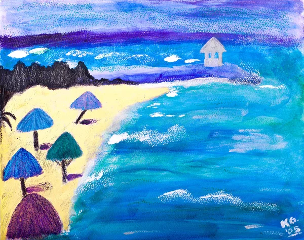 Beach holiday painting by Kay Gale — Stock Photo, Image