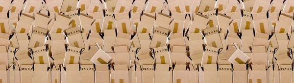Wall of stacked boxes background — Stock Photo, Image