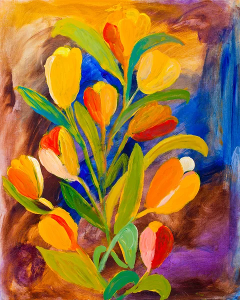 Tulipanes pintados en acrílico por Kay Gale — Foto de Stock
