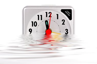 Sinking alarm clock on white background clipart
