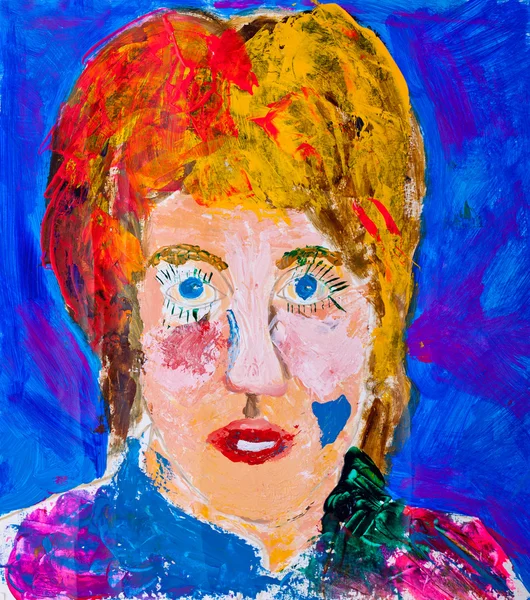 Pintura de retrato de cabeça de mulher — Fotografia de Stock