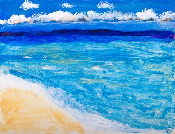 Пляжний і океанський відпочинок живопис — стокове фото