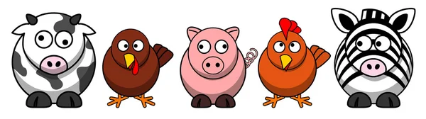Funny farm dierlijke karakters geïsoleerd — Stockfoto