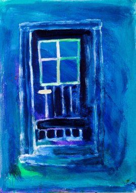 Blue door painting by Kay Gale clipart