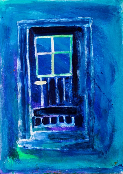 Blauwe deur schilderij door kay gale — Stockfoto
