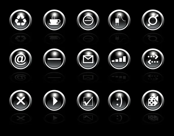 Black shiny buttons — Stock Vector