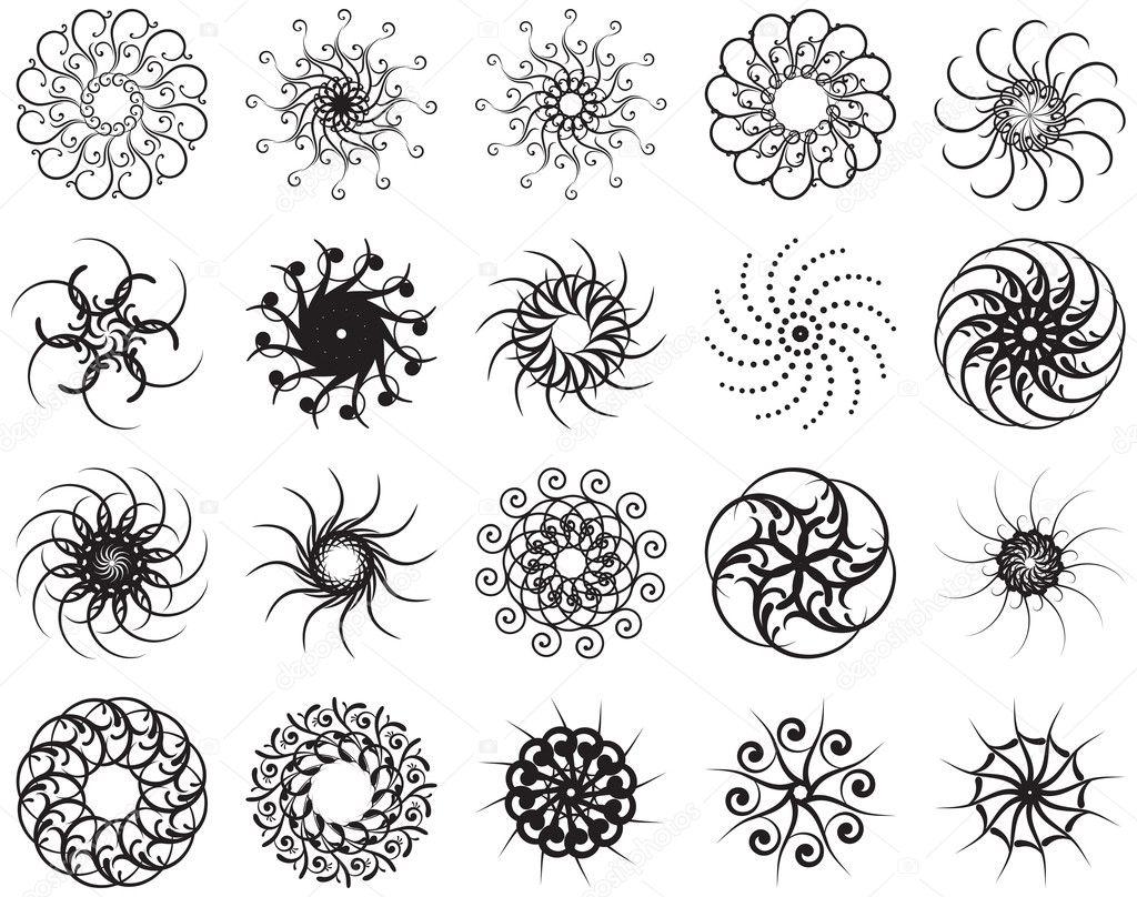 Set of abstract sun concepts