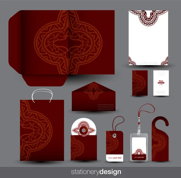 Set de papeterie design avec ornement ancien — Image vectorielle