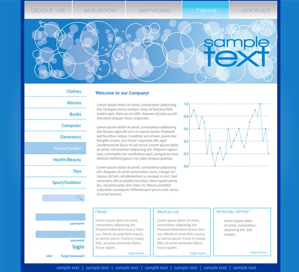 Blaue Website-Vorlage — Stockvektor
