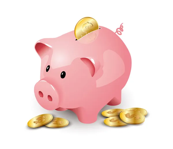 粉红猪存钱罐 — 图库矢量图片