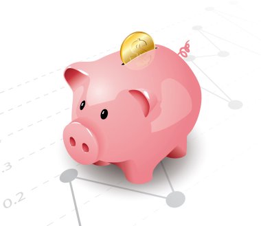 Pink piggy bank clipart