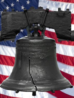 Isolated statue of the authentic Liberty Bell, Philadelphia, PA. clipart