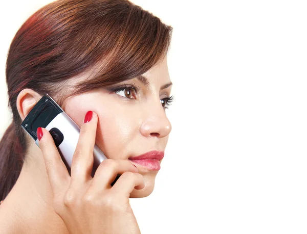 여자 말하는 휴대 전화 l — 스톡 사진