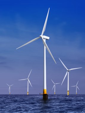 Wind turbines generating electricity clipart