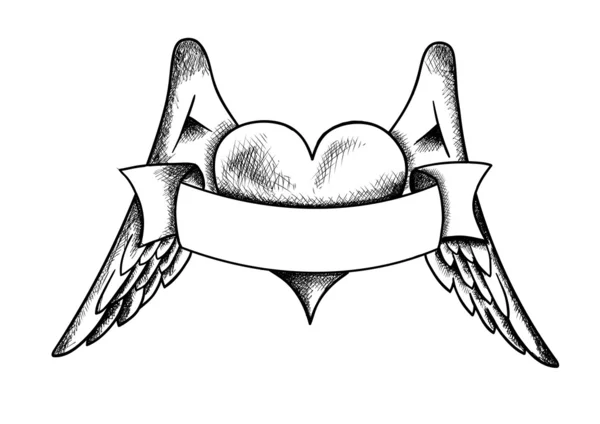 翼を持つハート — ストックベクタ