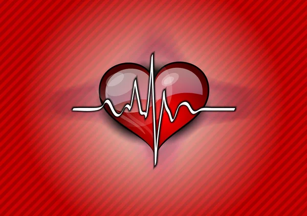 Rood hart puls — Stockvector