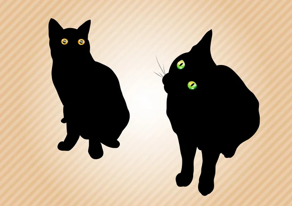 Zwarte katten — Stockvector