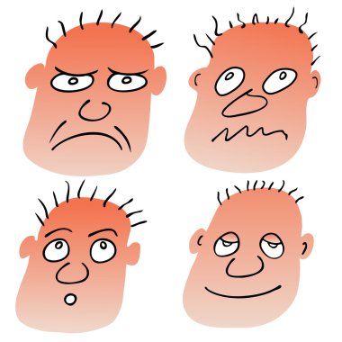 Vector different facial expressions clipart