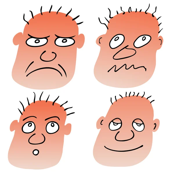 Vector different facial expressions — Stock Vector